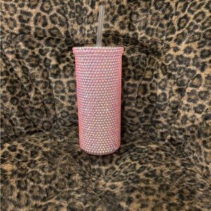 Bling Rhinstone pink irredecent tumbler 20 ounce